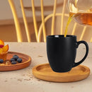 16 OZ Black Stoneware Mugs Set of 6, Large Ceramic Coffee Cups with Handle, Porcelain Mugs for Latte, Milk, Tea and Juice by CozyNest Decor