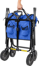 Amazon Basics Collapsible Folding Heavy Duty Utility Wagon for Outdoor Sports, 265 pounds Weight Capacity, Camping, Garden, and Shopping, 27.6 x 40.9 x 20 inches, Blue by GreenHaven Gardens