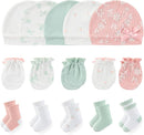 Newborn Baby Boy Girl Caps Mittens Socks Set Cotton Baby Essentials Accessories (Hats+Gloves+Socks) by TinyTreasures Baby Boutique