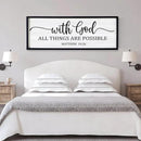 With God All Things are Possible Framed Wall Art, 40''×15'' Black Positive Religious Rustic Bible Verse for Christian God Jesus Christ Prayer, Holy Horizontal Inspirational Catholic Scripture Decor by CozyNest Decor