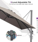 PURPLE LEAF 10' X 6.5' Left-right Tilting Outdoor Patio Umbrella Swivel Offset Cantilever Heavy Duty Rectangle Aluminum Umbrella with UV Resistant for Deck Pool Patio Backyard, Ash Mocha by GreenHaven Gardens
