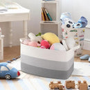 OIAHOMY Rectangle Woven Storage Basket - Nursery Cotton Rope Baskets for Storage, Toy Basket Organizing for Living Room, 17.7"x13.8"x11"- Pack of 3 - Gradient Gray by CozyNest Decor