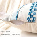 Boho Throw Pillow Covers 18x18 Set of 2 Farmhouse Decorative Cushion Case Striped Square Pillows Cover Chenille Pillow Cases Accent Neutral Pillowcase for Sofa Couch Bed,Sky Blue by CozyNest Decor