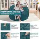 3FT Bean Bag Chair, Comfy Bean Bag Chairs with Memory Foam Filled, Fluffy Beanbag Sofa with Dutch Velvet Cover, Round BeanBag Chairs for Living Room, Playroom - Sea Blue by TinyTreasures Baby Boutique
