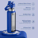 Insulated Water Bottle with Straw Stainless Steel Water Bottle, Leak-Proof, BPA-Free, Double Wall Vacuum Keeps Cold for 24 Hours for Sports, Travel, School (32 oz, Royal Blue) by CozyNest Decor