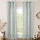 LAMIT Blue Linen Curtains 84 Inch Length for Living Room, Semi Sheer Light Filtering Drapes Bronze Grommet Boho Burlap Panels for Bedroom/Farmhouse, 2 Panels, 34 x 84 Inch, Greyish Blue by CozyNest Decor
