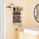 VITVITI Metal Hair Tool Organizer Wall Mount, Hair Dryer Holder with 4 Tier Shelf Basket Hooks, Bathroom Hair Styling Tool Organizer for Curling Iron/Blow Dryer/Straightener, Matte Black by CozyNest Decor