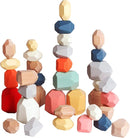 BESTAMTOY 36 PCS Wooden Sorting Stacking Rocks Stones,Sensory Toddler Toys Learning Montessori Toys, Building Blocks Game for Kids 3 4 5 6 Years Boy and Girl Birthday Gifts for Kids by TinyTreasures Baby Boutique