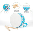 Kids Drum Set with Adjustable Strap: Toddler Musical Instrument for Ages 3-5, Wearable Drum Kit with Drumsticks, Educational Percussion Toy for Rhythm Music Development (Blue) by TinyTreasures Baby Boutique