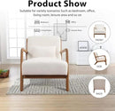 INZOY Mid Century Modern Accent Chair with Lamb Wool Fabric, Upholstered Living Room Chairs with Waist Cushion, Reading Armchair for Bedroom Sunroom, White by CozyNest Decor