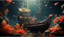 Pirate Shipwreck Aquarium Background Under The Sea Coral Reefs Fish Tank Background Underwater Sunken Ship Landscape Terrarium Background Tropical Sea Marine Life Aquarium Tank Background 24x12in by GreenHaven Gardens