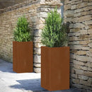 Modern Cor Ten Steel Planter – 28” Tall Planters with Removable Insert Shelf | Heavy-Duty Rust-Resistant Metal Planter Box for Patio, Porch & Garden (14x14x28in) by CozyNest Decor