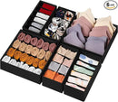 6 Pack Sock Underwear Drawer Organizer Dividers, 58 Cell Foldable Fabric Dresser Closet Organizers and Storage Bins for Clothing, Baby Clothes, Bra, Panty, Scarf, Ties (Black) by CozyNest Decor