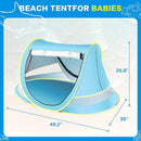 Baby Beach Tent with Baby Hat, Pop Up Toddler Travel Bed with Sun Hat for Boys or Girls, Sun Shade for Toddler Camping, Infant Portable Sun Shade, Summer Beach Baby by TinyTreasures Baby Boutique