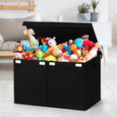 popoly 122L Large Toy Box Chest with Lid, Foldable Toy Storage Organizer Bin Boxes with Removable Divider for Kids, Boys, Girls, Nursery, Playroom, 26"x17" x17"(Linen Black) by TinyTreasures Baby Boutique
