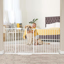 Extra Wide Baby Gate Extra Tall Dog Gate for Stairs Doorways White Metal Tension Child Pet Safety Gates with Pressure Mount 67-71.5 Inch (White) by TinyTreasures Baby Boutique