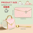 Zubebe 2 Sets Coffee Mug Elegant Handbag Shaped Cup Modern Ceramic Purse Mug with Spoon and Saucer, 10oz Cute Creative Tea Cup for Office Home Woman Girls Gift (Pink and White) by CozyNest Decor