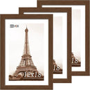 VCK 12x18 Picture Frame 3 Pack, Brown Wood Poster Frame with Exclusive Wood Grain, Wall Mounting Hanging by CozyNest Decor