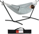 PNAEUT Double Hammocks with Stand for Outside, Portable Space Saving Heavy-Duty Steel Stand for Indoor Outdoor Patio with Carrying Bag, 450 lbs Capacity (Gray) by GreenHaven Gardens