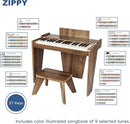 ZIPPY Kids Piano Keyboard, 37 Keys Digital Piano for Kids, Music Educational Instrument Toy, Wood Piano for 3+ Girls and Boys (Walnut Basic) by TinyTreasures Baby Boutique