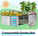 Quictent Raised Garden Bed Kit Oval Galvanized Metal Planter Box Tall for Vegetables Outdoor Backyard, Rubber Strip Edging Included, Silver 8x4x1.5 ft by GreenHaven Gardens