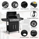 ROVSUN 4-Burner Propane Gas BBQ Grill with Side Burner & Enameled Cast Iron Grates, 58,000 BTU Barbecue Grill with Wheels for Outdoor Patio Backyard Cooking Grilling, Black by GreenHaven Gardens