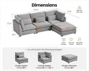 Oversized Modular Sofa, Extra Deep Cloud Chenille Sectional Couch with Ottoman Chaise, Fluffy Chenille 4 Seat L-Shaped Sofa for Living Room, Villa (L Shape 4 Seater, Chenille Grey) by CozyNest Decor