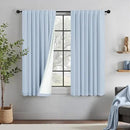 Baby Blue Curtains for Bedroom 45 Inch Length 2 Panel Linen Blackout Short Curtains for Nursery Boy Girls Bathroom Kitchen Light Bluey Unisex Black Out Drapes for Living Room Heat Cold Light Blocking by CozyNest Decor
