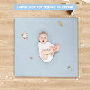 Stylish Padded Baby Play Mat for Your Boy or Girl - Extra Thick & Super Soft Vegan Leather Floor Mat Creates A Safe Play Area for Little Ones - Blue by TinyTreasures Baby Boutique