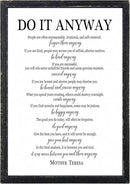 Do It Anyway Mother Teresa Wall Art Decor 16x11 Inch Wooden Framed Wall Hanging Sign (Black) by CozyNest Decor