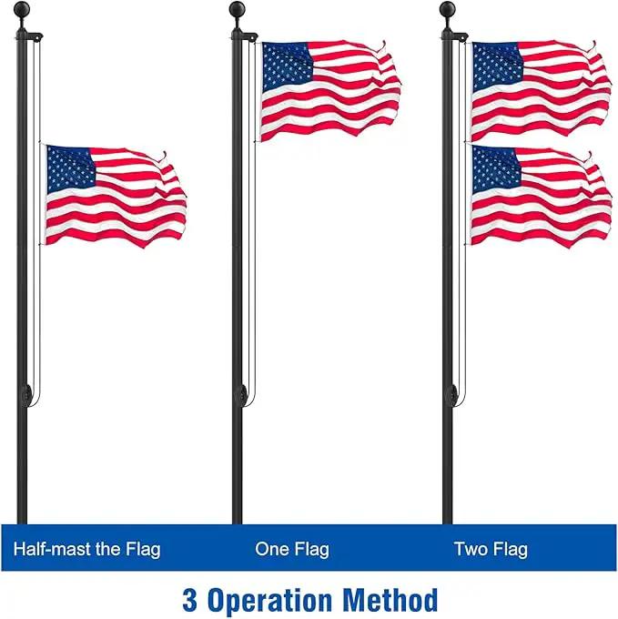 Flag Pole Kit 25FT, 12 Gauge 1.8mm Thickness Heavy Duty Flag Poles with 3x5 American Flag, Black Flag pole for Outdoor House In Ground, Extra Thick Flagpoles Suitable for Yard and Garden, photo 7 of 9