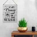 Qious Laundry Sign Gift Farmhouse It All Comes Out in the Wash Wooden Hanging Sign Plaque Rustic Wall Art Decor for Home Laundry Decoration 10 x 8 Inches by CozyNest Decor