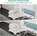 2 Tier Large Dish Drying Rack - Extendable Dish Rack, 2-in-1 Anti-Rust Stainless Steel Dishrack for Kitchen Counter and Sink, Dish Strainer with Utensil Holder & Cup Holder(White) by CozyNest Decor