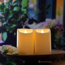 CANDLE CHOICE Waterproof Outdoor Battery Operated Flameless Candles with Timer Flickering Plastic Resin Electric LED Pillar Lights for Lantern Patio Garden Wedding Party Decorations 3x4 Inches 2 Pack by GreenHaven Gardens