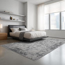 9x12 Area Rug Living Room Rugs, Stain Resistant Washable Rug, Vintage Large Non-Slip Backing, Low Pile Lightweight Print Rug for Bedroom Dinning Room Home Office (White/Grey) by TinyTreasures Baby Boutique