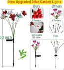 Solar Garden Lights, 2 Pack New Upgraded Solar Swaying Lights with 12 Flowers Solar Lights for Outside Garden Yard Decor Outdoor Waterproof, Gardening Birthday Gifts for Women Mom Grandma, White & Red by GreenHaven Gardens