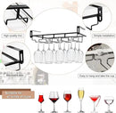 AUHOKY 2Pcs Adjustable Under Cabinet Stemware Metal Glass Holder, Hanging Wine Glass Storage Hanger Organizer for Shelf Kitchen Bar Decor(4 Rows, Black) by CozyNest Decor