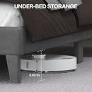 Queen Size Bed Frame with LED Lights, Upholstered Bed Frame with Wingback Diamond Tufted Headboard, Wood Slats Support, Noise-Free, Easy Assembly, No Box Spring Needed, Grey
