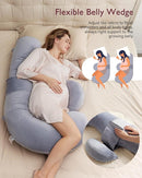 Momcozy Pregnancy Pillow, Original F Shaped Maternity Pillow for Pregnant Women with Adjustable Wedge Pillow, Full Body Support Pregnancy Pillows for Side Sleeping with Velvet Cover, Grey by TinyTreasures Baby Boutique