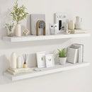 Fun Memories 48 Inch Deep Floating Shelves for Wall, 2 Pack of Long Wall Mounted Wood Shelves with Invisible Brackets for Bathroom, Bedroom, Living Room, Kitchen Decor and Storage, White