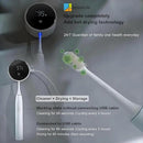 Toothbrush Holders Cleaner & Dryer for Bathroom - Mirror Wall Mounted [Rechargeable, Auto Sensor Open/Close Lid, LED Smart Screen] Adhesive Electric Tooth Brush Razor Holder with Cover for Home Travel by CozyNest Decor