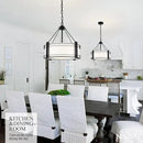 16.3''Black Drum Chandelier 3-Light Modern Farmhouse Chandelier with White Fabric Shade Adjustable Drum Pendant Light Fixture for Dining Room Kitchen Island Hallway Living Bedroom by CozyNest Decor