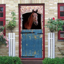 3D Horse Door Stickers - Peel & Stick - Waterproof & Washable - Rustic Brown Animal Print - Matte Finish - Door & Wall - 37.4" x 84.6" by GreenHaven Gardens