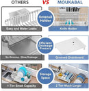 MOUKABAL Dish Drying Rack, 2 Tier Dish Rack, Large Dish Racks for Kitchen Counter, Dish Drainer with Removable Utensil Holder, Drainboard (White) by CozyNest Decor