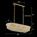 Rectangular Crystal Chandeliers for Dining Room,10 Lights Adjustable Height Oval Crystal Ceiling Light Fixture for Kitchen Island, Gold Finish, L36'' by CozyNest Decor