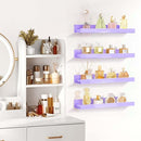 4 Pack 15 Inch Purple Acrylic Shelves, Kids Floating Bookshelf for Kids Room, Modern Nail Polish Rack Sunglasses Essential Oil Picture Ledge Display Toy Storage Wall Shelf by TinyTreasures Baby Boutique