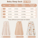 Baby Sleep Sack 0-6 Months Summer Sleep Sack 3 Pack 100% Cotton Baby Sleep Bag Wearable Blanket for Newborn Infant Orange Flowers & Plaid by TinyTreasures Baby Boutique