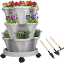Vertical Planter 3 Tier Stackable Planters Garden Planters Strawberry Herb Flower and Vegetable Planter Indoor Outdoor Gardening Pots with Removable Wheels and Tools by GreenHaven Gardens