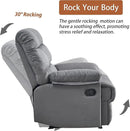 Rocker Recliner Chair, Overstuffed Manual Rocking Recliner for Adults, Upholstered Comfy Soft Fabric Living Room Reclining Sofa Chair(Gray) by CozyNest Decor