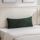 Fancy Homi Set of 2 Dark Green Boho Long Lumbar Body Decorative Throw Pillow Cover 14x36 Inch for Bed Couch Bedroom Bench, Soft Patchwork Corduroy Textured Pillow Case, Rustic Farmhouse Room Decor by CozyNest Decor